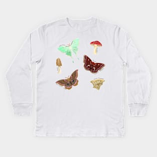 Mushrooms and Moths Kids Long Sleeve T-Shirt